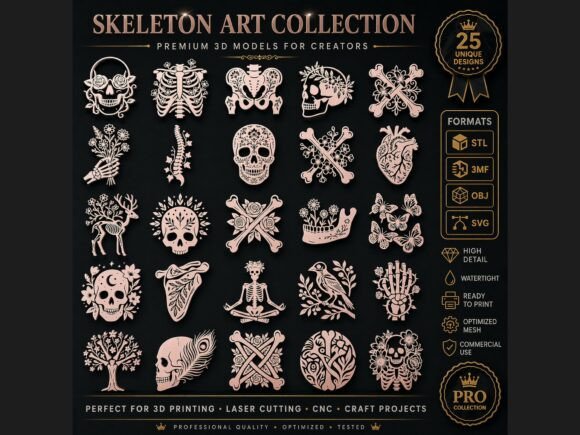 25 Skeleton Art CNC SVG STL Mega Pack: A Comprehensive Guide for Makers and Designers