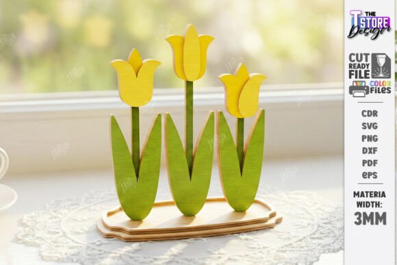 3D Layered Spring Flower Decor Laser Cut