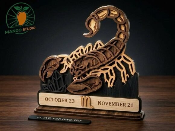 3D Scorpio Zodiac Laser Cut File 3mm