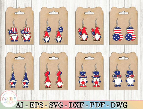 4th of July Gnome Earrings SVG Bundle: A Whimsical Twist on Patriotic Jewelry