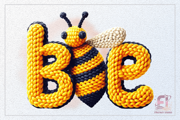 Add a Sweet Buzz to Your Designs with Adorable 3D Knitted Bee Word Clipart