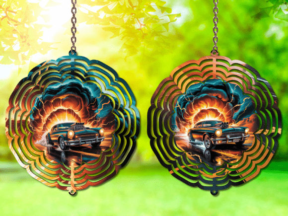 Classic Hot-Rod Car Wind Spinner PNG: Transforming Outdoor Spaces with Digital Art