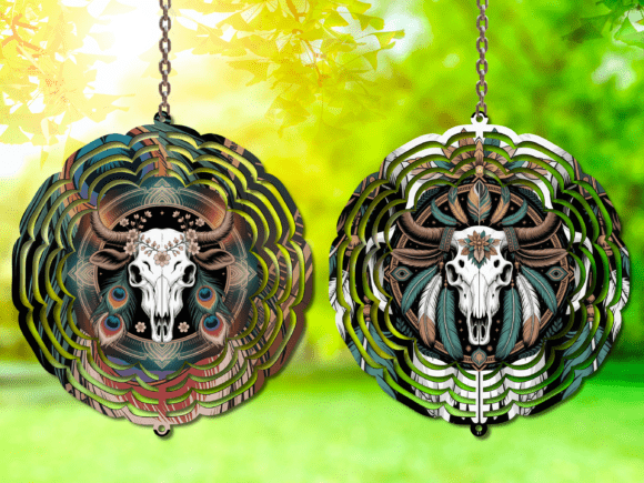 Cow Skull Wind Spinner PNG: A Dynamic Design for Outdoor Art