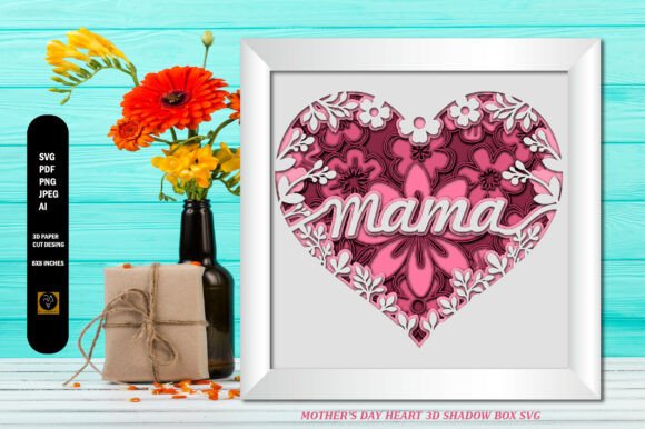 Crafting Emotion: The Art of the Mother's Day Heart 3D Shadow Box SVG