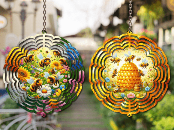 Cute Honey Bees Wind Spinner PNG: Bringing Life to Your Garden