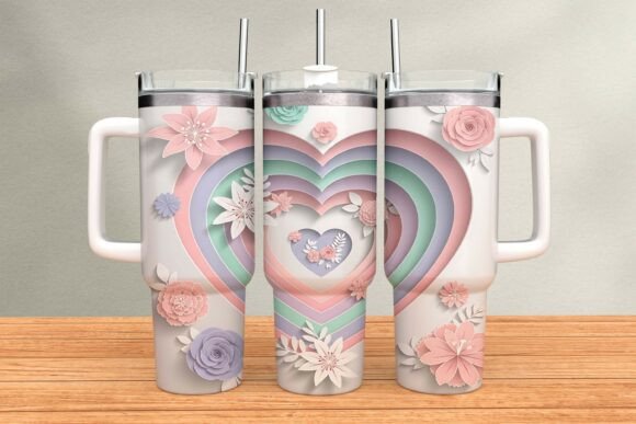 Floral Papercut Heart Tumbler Wrap