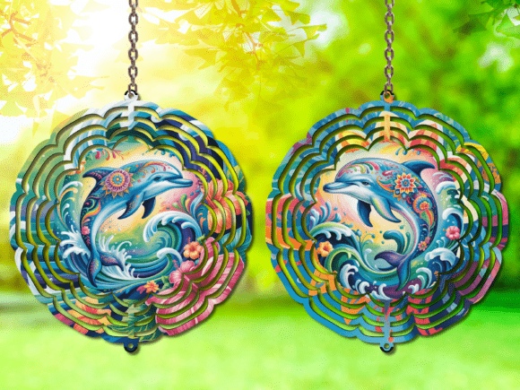 Mandala Dolphin Wind Spinner PNG Design