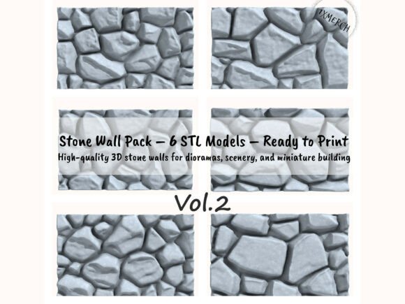 Medieval Stone Wall STL - 6 Unique Models
