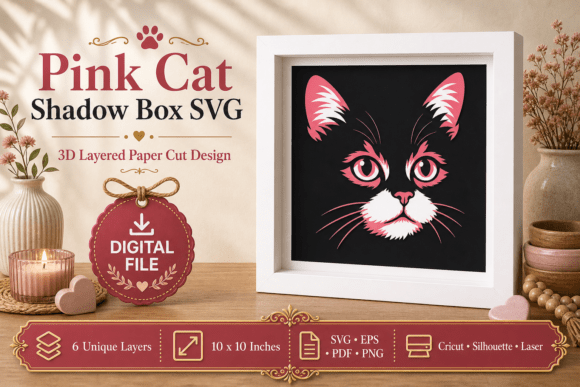Pink Cat Shadow Box Svg: A Guide to Flawless 3D Papercut Art
