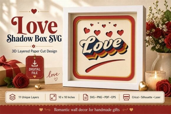 Romantic Shadow Box Frame with Love