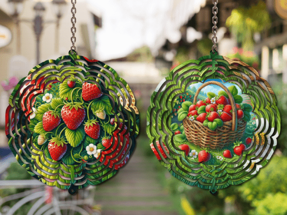 Strawberries Wind Spinner PNG: A Vibrant Addition to Your Outdoor Decor