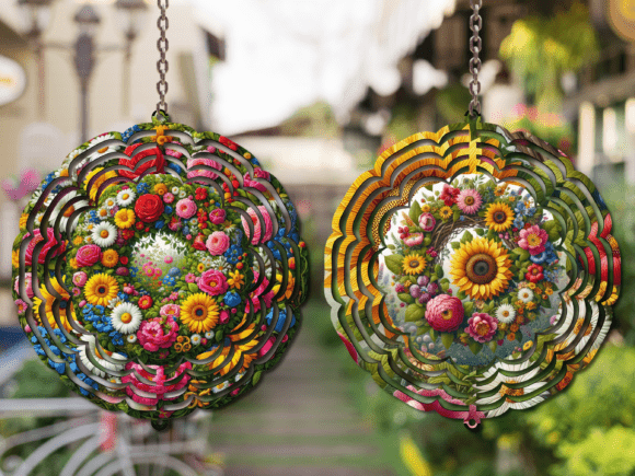 Transforming Outdoor Spaces with Floral Wreaths Wind Spinner PNG Designs