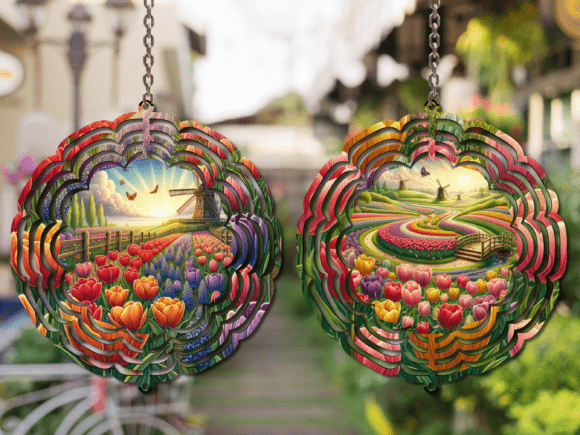 Tulip Fields Wind Spinner PNG: Transforming Outdoor Spaces with Digital Design